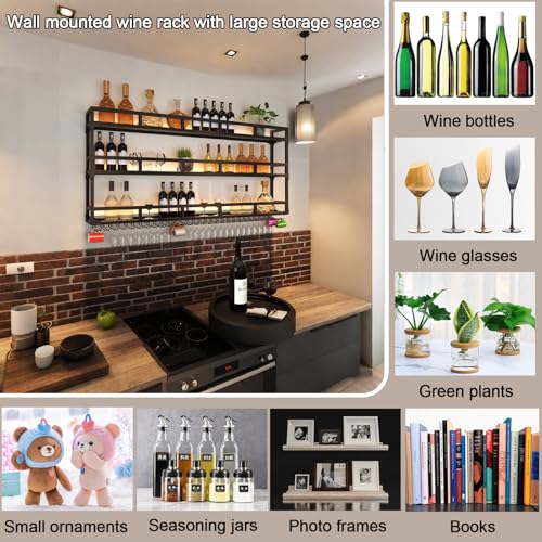 Modern Wine Rack Wall Mounted With Glass Holder