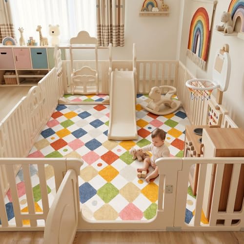 8x10 Kids Playroom Rug Washable Colorful Classroom Nursery Play Mat (80 Sq Ft)