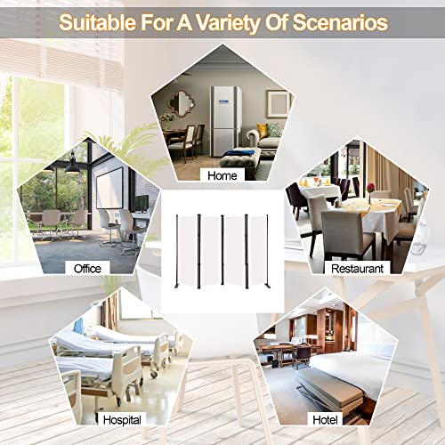 Indoor Room Divider 4 Panels 6Ft Tall Folding Privacy Screen White