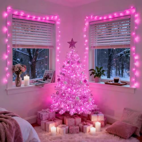 600 LED Pink Christmas String Lights Indoor Outdoor Plug in (168 Foot)