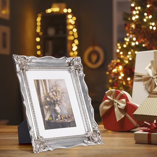 8x10 Vintage Picture Frame with Embossed Flower Design