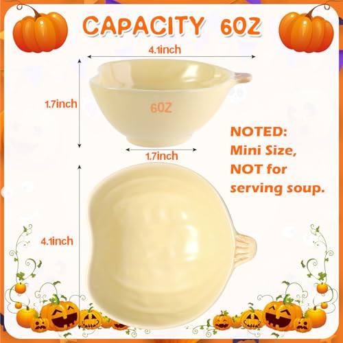 12 Pieces Fall Bowls Ceramic Pumpkin Bowl 6 Ounces Ramekins Small Pumpkin Shaped Bowls Dinnerware Decoration for Fall Thanksgiving Serving Dip (12 Count)