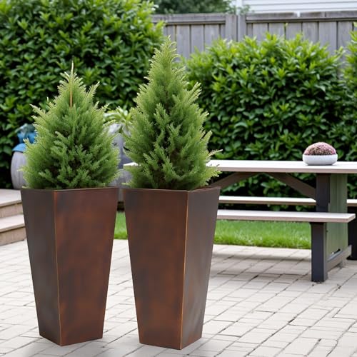 Garden 12" Dia x 28" H Large Metal Planter Set of 2 (2 Count)