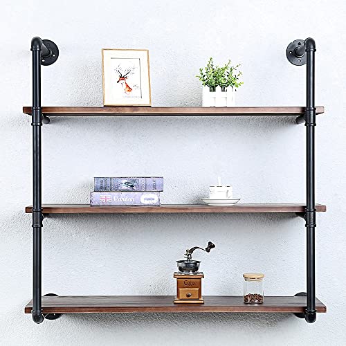 Industrial Pipe Shelves With Wood Planks