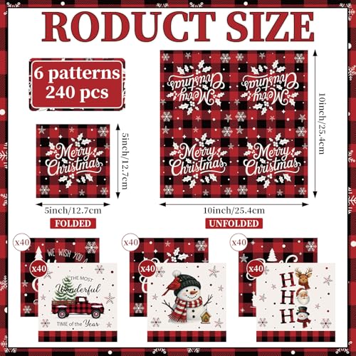 240 Pcs Christmas Paper Napkins Merry Christmas (240 Count)