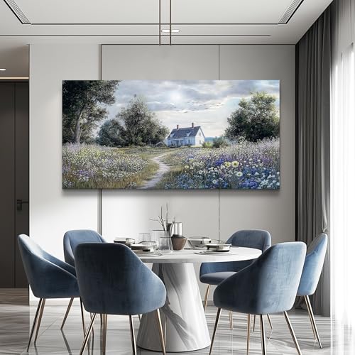 Large Wall Decor Canvas Painting Wall Art For Bedroom Living Room Decoration Retro Pastoral Flower Sea Landscape Painting Art Print Picture Room For Farmhouse Room Home Decor 30x60 In