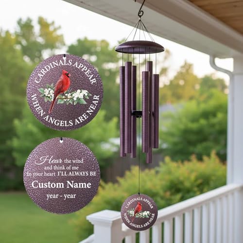 30"/36"/45" Cardinal Wind Chimes for Memorial Loss Loved One