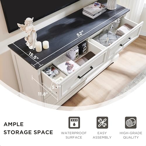 52" Wide Farmhouse 6 Drawer Dresser for Bedroom