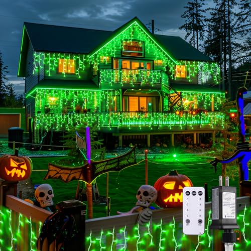 Green Icicle Halloween Lights Outdoor (38.8 Foot)