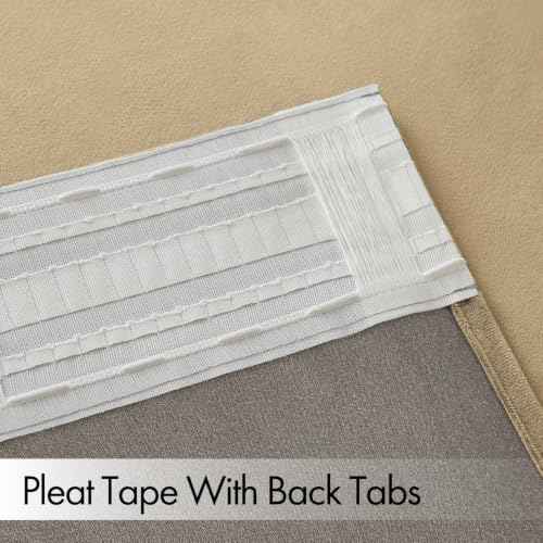 Beige Velvet Pinch Pleat Blackout Curtains W52 X L96 Inches