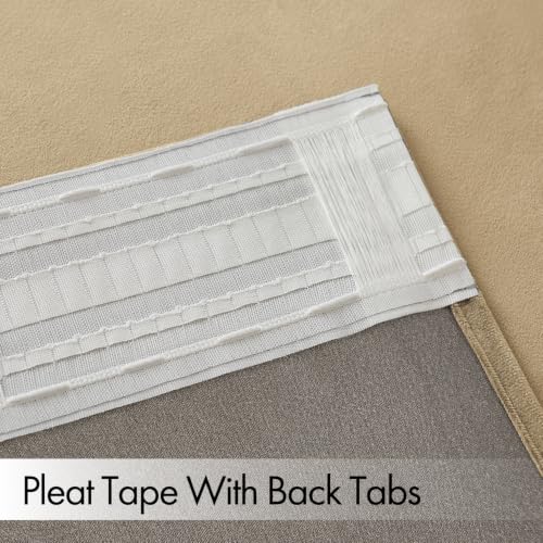 Beige Velvet Pinch Pleat Blackout Curtains W52 X L108 Inches