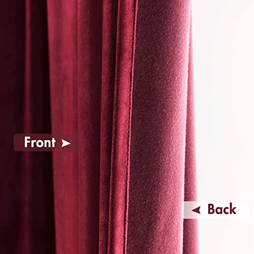 Burgundy Red Blackout Velvet Curtains Drapes 63 Inch Long 52"x63" (2 Count)