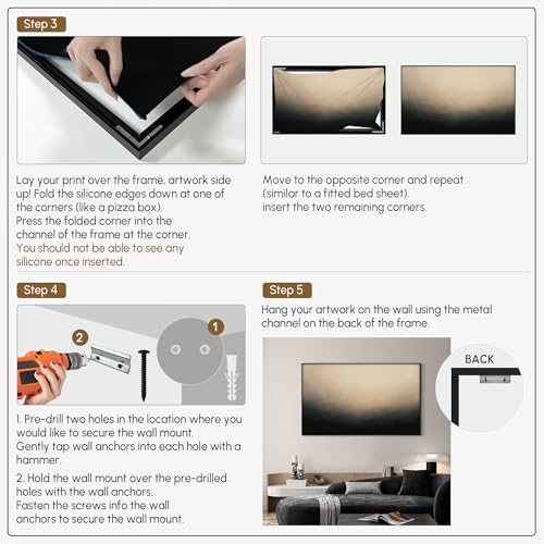 36"x60" Extra Large Framed Wall Art Soft Cream and Dark Abstract Landscape Illustration for Home Living Room Bedroom Decor