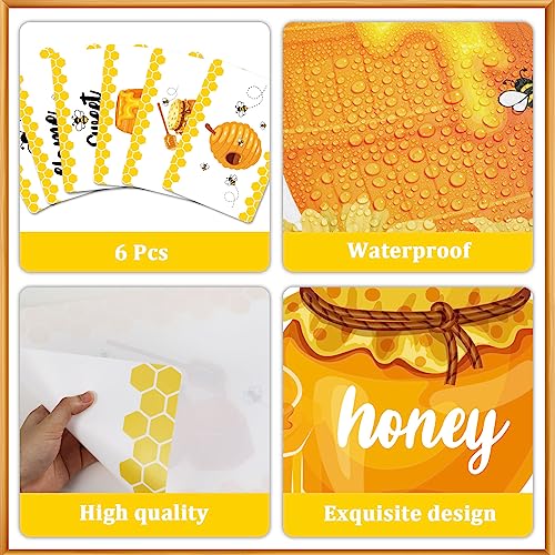 Honey Bee Plastic Placemats Set of 6 Summer Table mats 17×13×0.04in (6 Count)