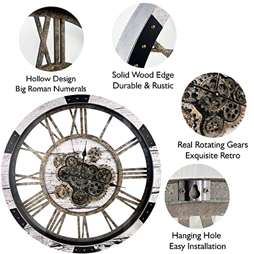 30" Large Wall Clock Moving Gears