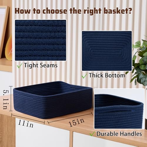 Large Shallow Organizing Baskets 15x11x5.1 Inches (4 Count)