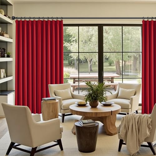 Red Window Curtain Panels 96 Inches Long 2 PCs (2 Count)