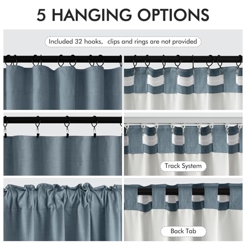 100% Blackout Back Tab Pleat Linen Curtains 50" Wx108 L (2 Count)