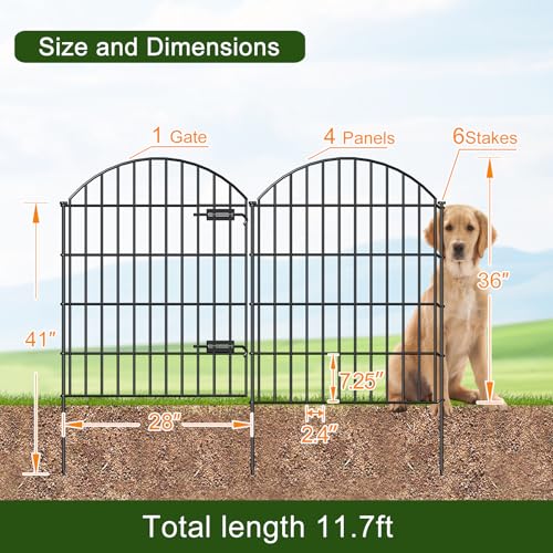 Metal Garden Fence with Gate 36 in x 11.7 ft