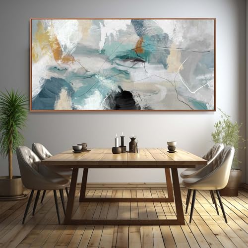 Green and White Canvas Wall Art Contemporary Wall Decor Abstract Poster Printing 36"x70" Office Art Pictures Bedroom Decorations
