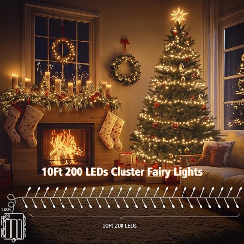 Dual Color 10Ft 200 LED Fairy Lights Battery Operated with Remote Timer (200 Count)
