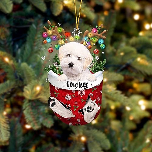 White Maltipoo Christmas Tree Ornament