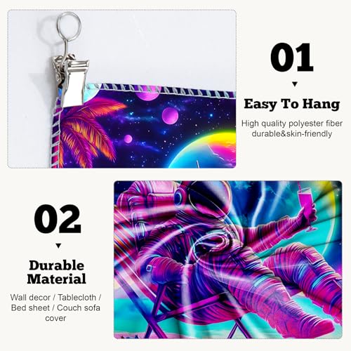 Blacklight Space Astronaut Tapestry UV Reactive Galaxy Planet Glow in Dark Tapestries Black Light Poster Neon Wall Hanging Art for bedroom Living Room