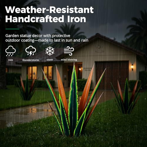 24” Metal Agave Plant Outdoor Decor
