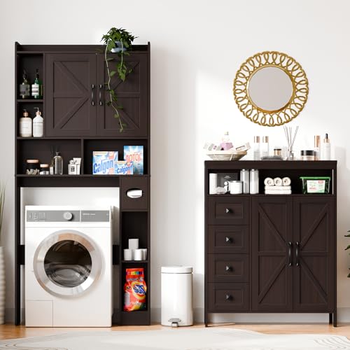 Farmhouse Storage Cabinet with 2 Doors and 4 Drawers
