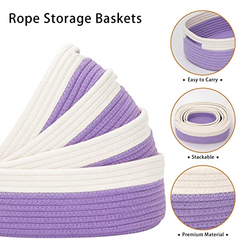 7 Piece Cotton Rope Woven Basket Set