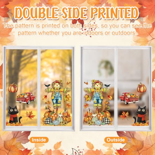 Vintage Fall Leaves Window Clings 6 Sheets (6 Count)