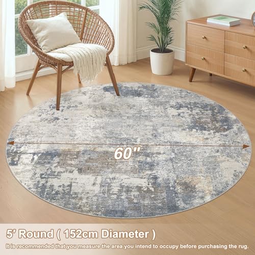 5ft Round Area Rug Living Room Rugs (19.635 Sq Ft)