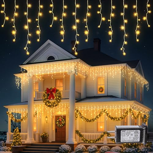 33FT 360 LED Warm White Christmas Icicle Lights