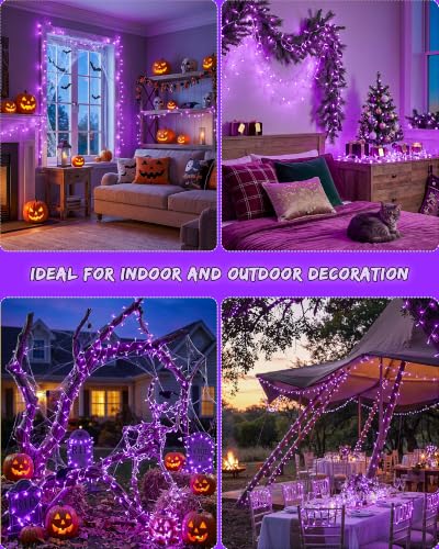 33FT 100 LED Purple Halloween Christmas Fairy Twinkle String Lights (33 Foot)
