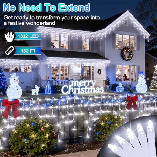 1332 LED 132FT Christmas Icicle Lights