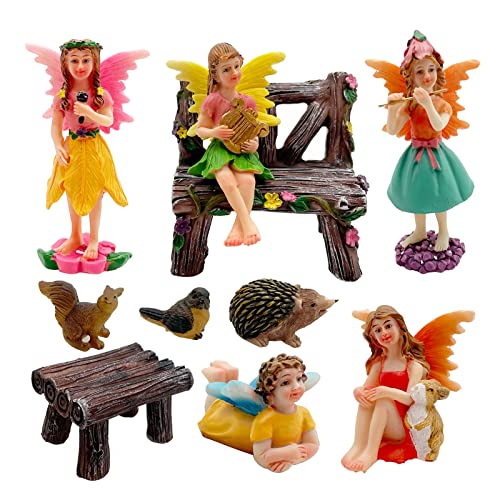 Fairy Figurines 10 Pcs Fairy Garden Accessories Miniature Animals Decor (10 Count)