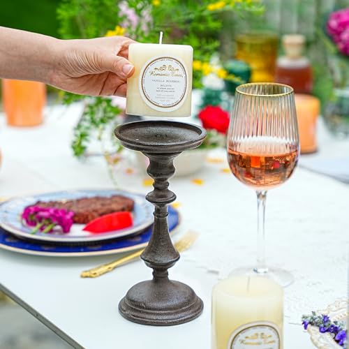 Rustic Cast Iron Pillar Candle Holder