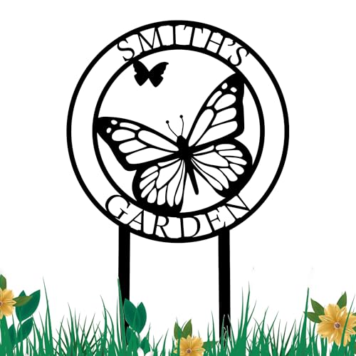 Custom Butterfly Metal Garden Sign with Stakes