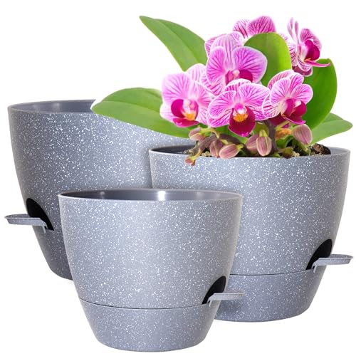 12/10/9 inch Self Watering Pots for Indoor Outdoor Plants, Set of 3 (3 Count)