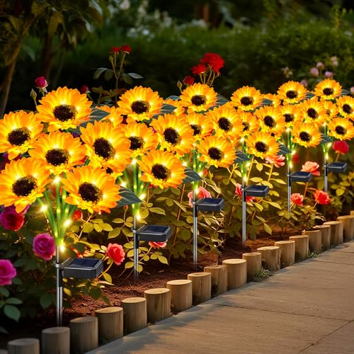 6 Pack Sunflower Solar Garden Lights Decorative Solar Landscape Lights (2 Count)