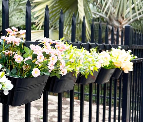 10" Metal Hanging Planter for Railing with Detachable Hooks (4 Count)