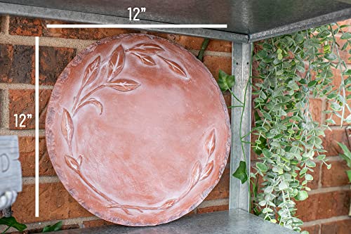 NAT & Jules Floral Laurel Wreath Leaves Pattern Dimensional Indoor Outdoor 12 inch Round Cast Resin Decorative Garden Stepping Stone