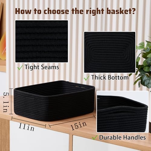 Large Shallow Organizing Baskets 15x11x5.1 Inches (3 Count)