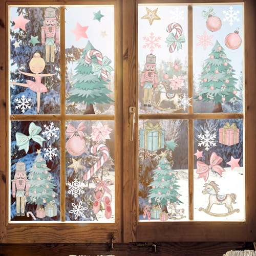 Pink Christmas Window Clings