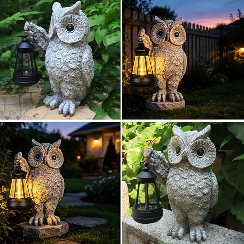 Solar Owl Garden Statue with LED Lantern