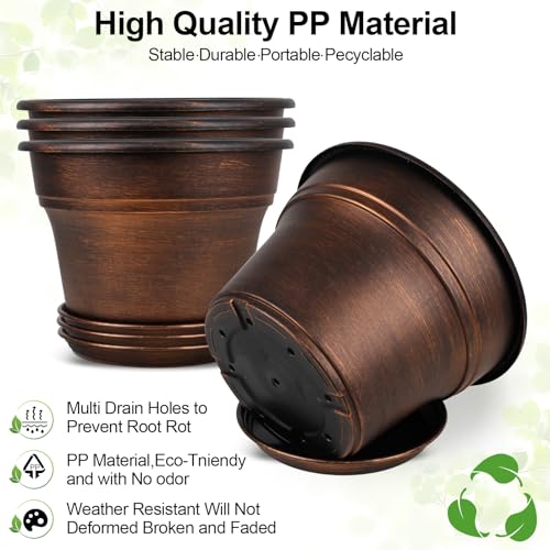 Plant Planters Pots Set of 6 Pack 6 Inch (6 Count)