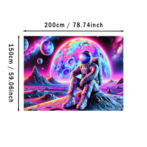 Blacklight Tapestry Astronaut Cosmic UV Backdrop 78 x 59 Inch