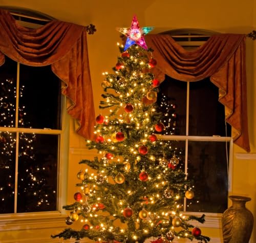 Christmas Tree Topper Star with 10 Multicolor Lights Star Topper for Christmas Tree Decorations