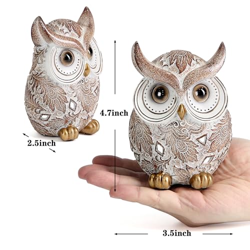 Owl Statue and Figurine for Home Decor Accents Adorable Owl for Shelf Bookshelf Bedroom Living Room Office Table Desk Modern Decorations Animal Sculpture for Birds Lovers
