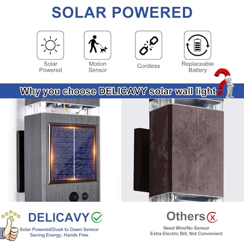 2 Pack Solar Outdoor Wall Lights with 3 (2 Count)